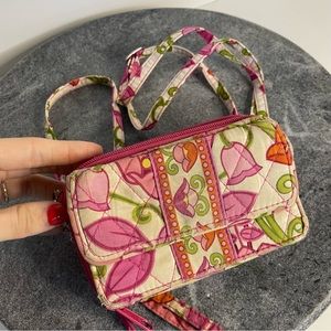 Vera Bradley Pink Peach Crossbody Multi Way Purse Wallet Bag